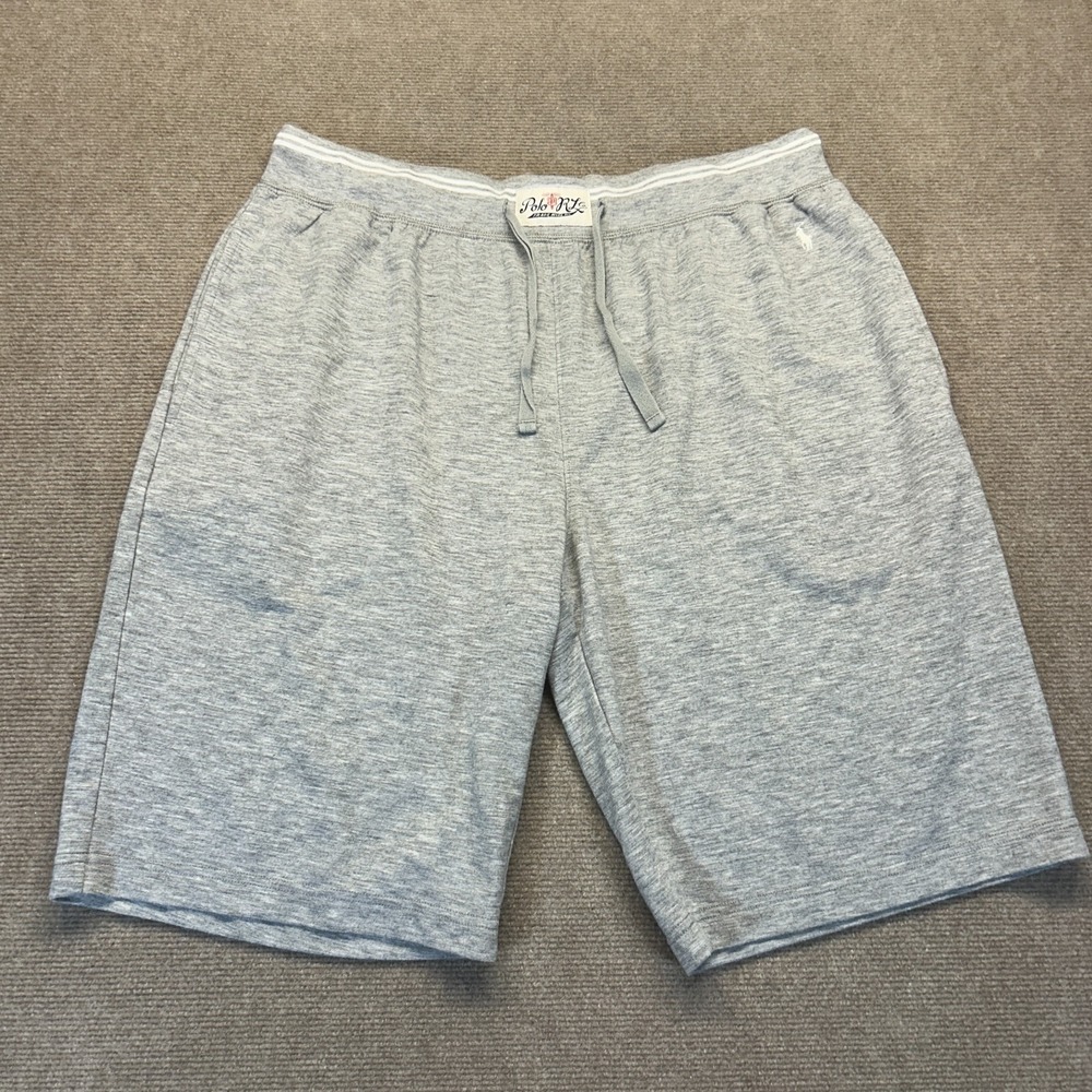 Polo Ralph Laruen Athletic Shorts Men's Large Gray Elastic Waist Rayon Blend 10"